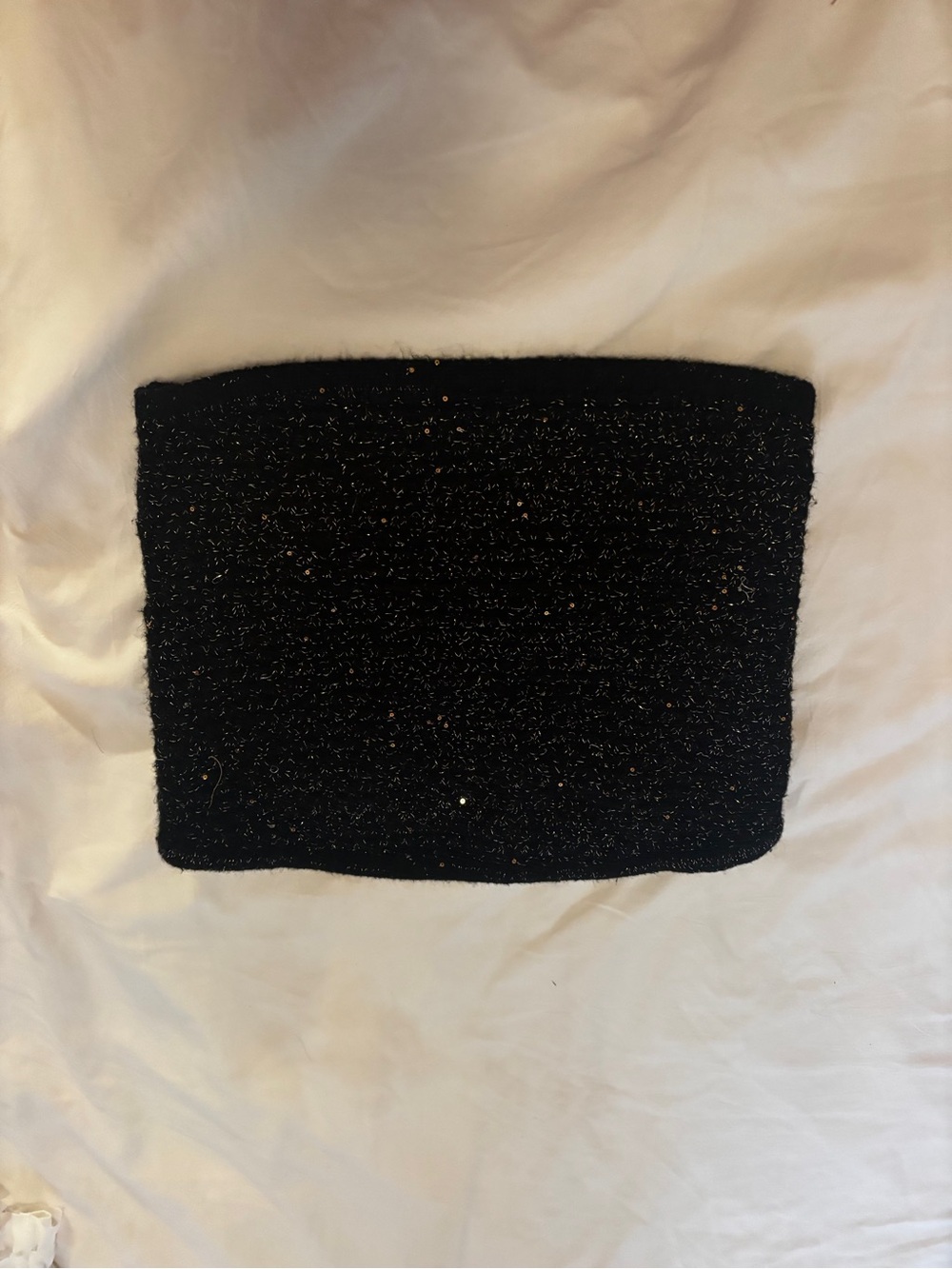 Express Black Knit Tube Top with Gold Sparkle XS